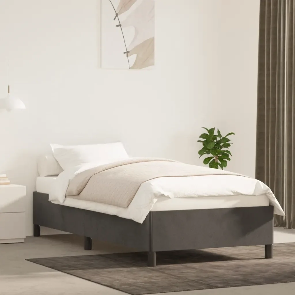 Letto singolo | Letto per adulti | Giroletto senza Materasso Grigio Scuro 80x200 cm Velluto - Image 2