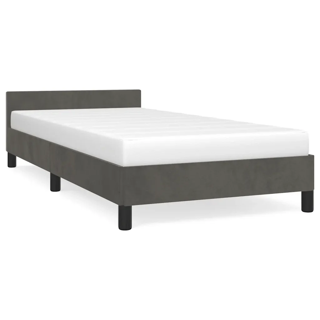 Letto singolo | Letto per adulti | Giroletto senza Materasso Grigio Scuro 80x200 cm Velluto