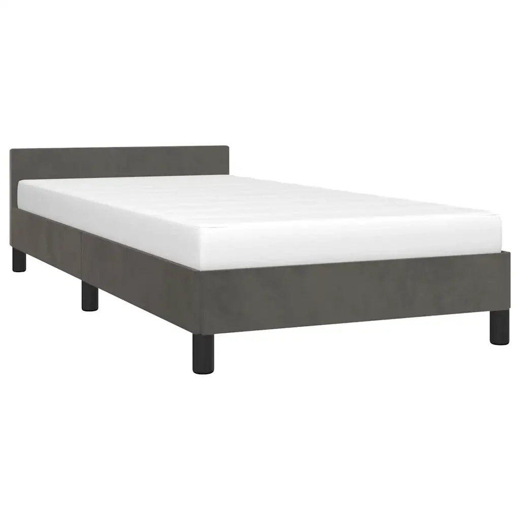 Letto singolo | Letto per adulti | Giroletto senza Materasso Grigio Scuro 80x200 cm Velluto - Image 3