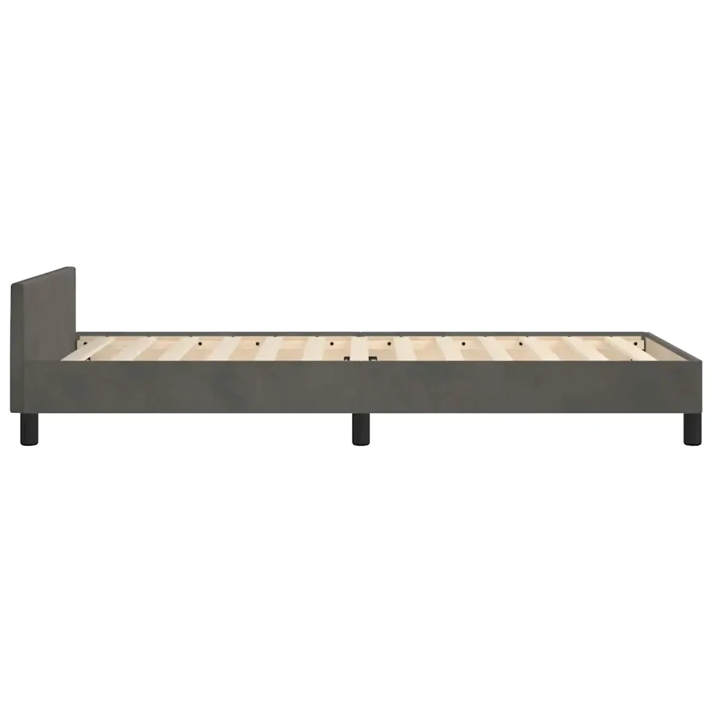 Letto singolo | Letto per adulti | Giroletto senza Materasso Grigio Scuro 80x200 cm Velluto - Image 6