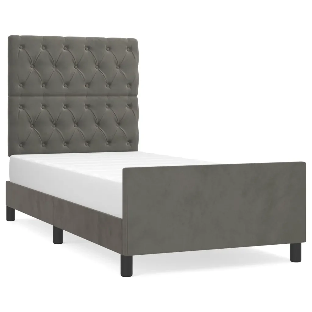 Letto singolo | Letto per adulti | Giroletto senza Materasso Grigio Scuro 80x200 cm Velluto