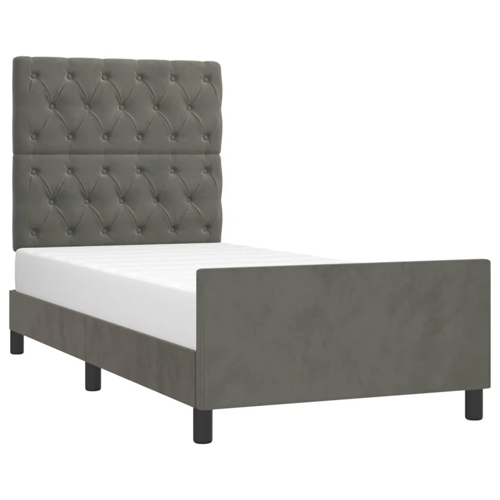 Letto singolo | Letto per adulti | Giroletto senza Materasso Grigio Scuro 80x200 cm Velluto - Image 3