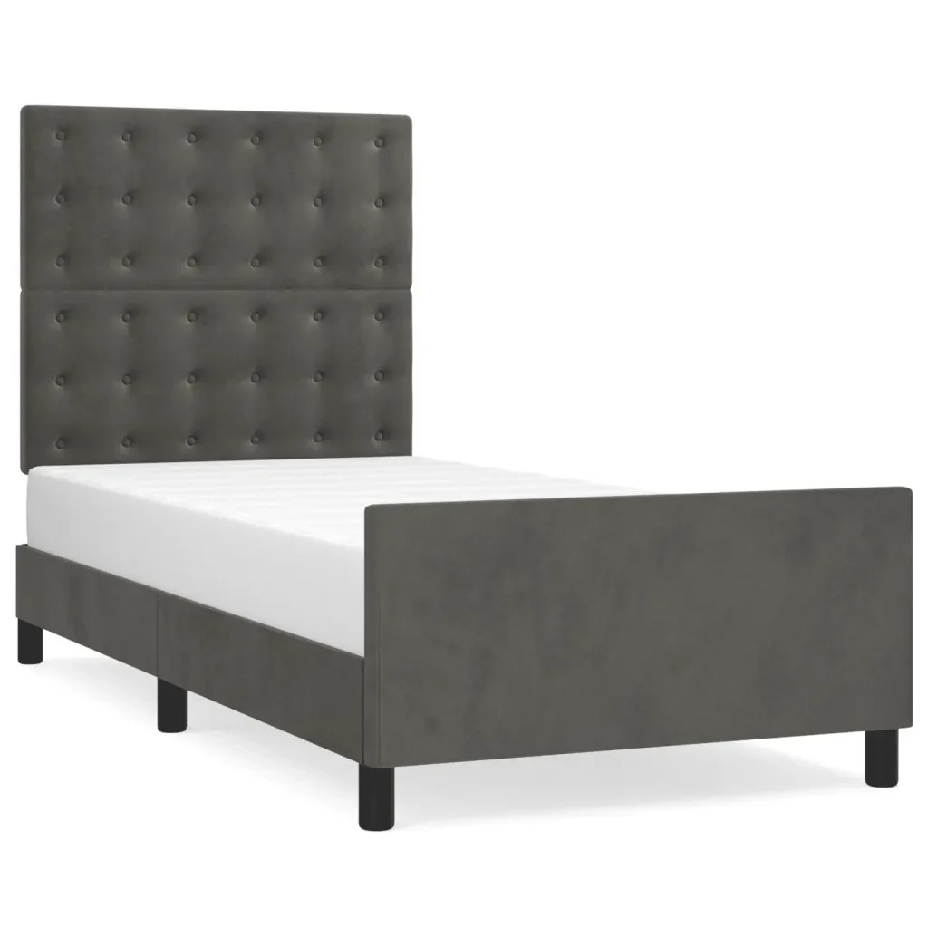Letto singolo | Letto per adulti | Giroletto senza Materasso Grigio Scuro 80x200 cm Velluto