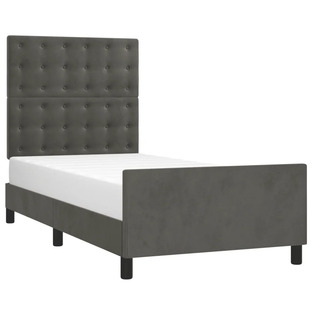 Letto singolo | Letto per adulti | Giroletto senza Materasso Grigio Scuro 80x200 cm Velluto - Image 4