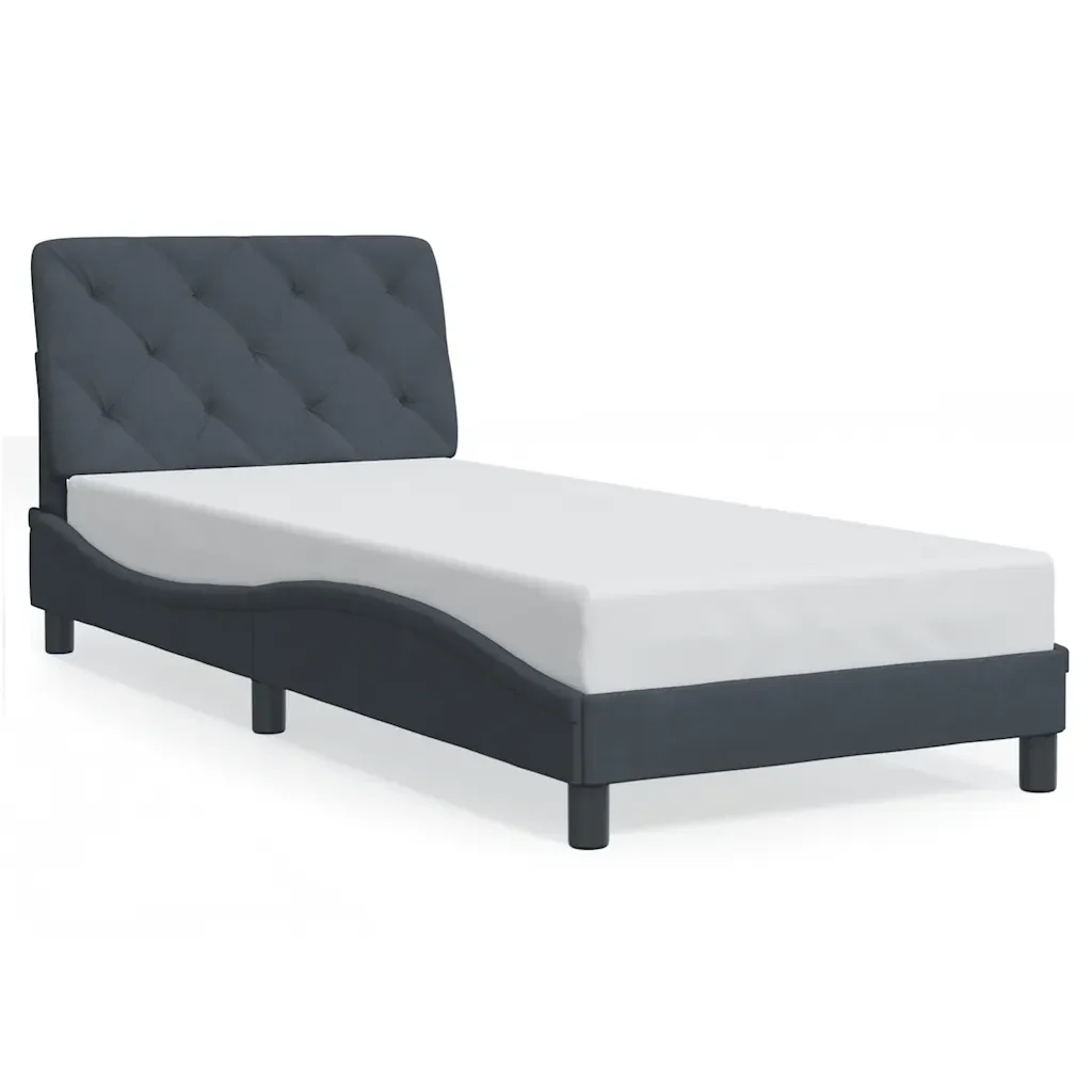 Letto singolo | Letto per adulti | Giroletto senza Materasso Grigio Scuro 80x200 cm Velluto