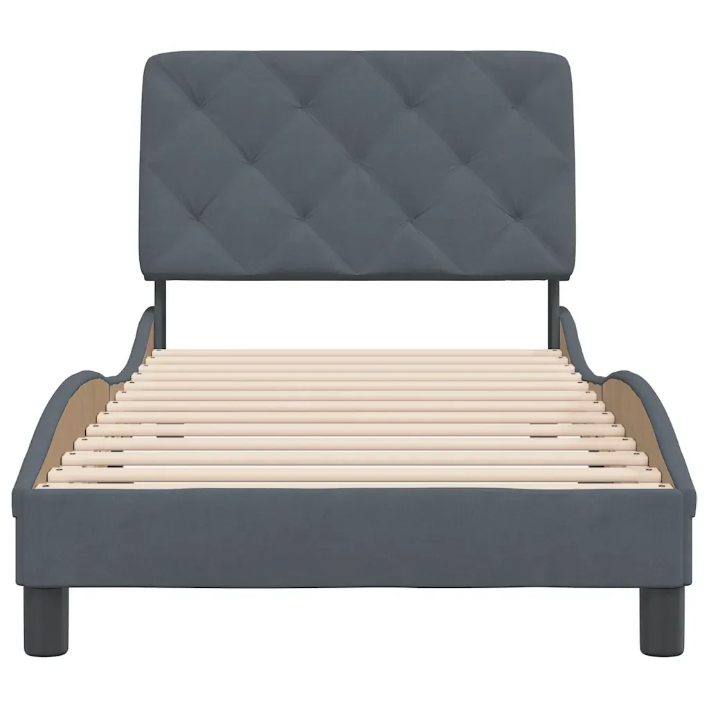 Letto singolo | Letto per adulti | Giroletto senza Materasso Grigio Scuro 80x200 cm Velluto - Image 5