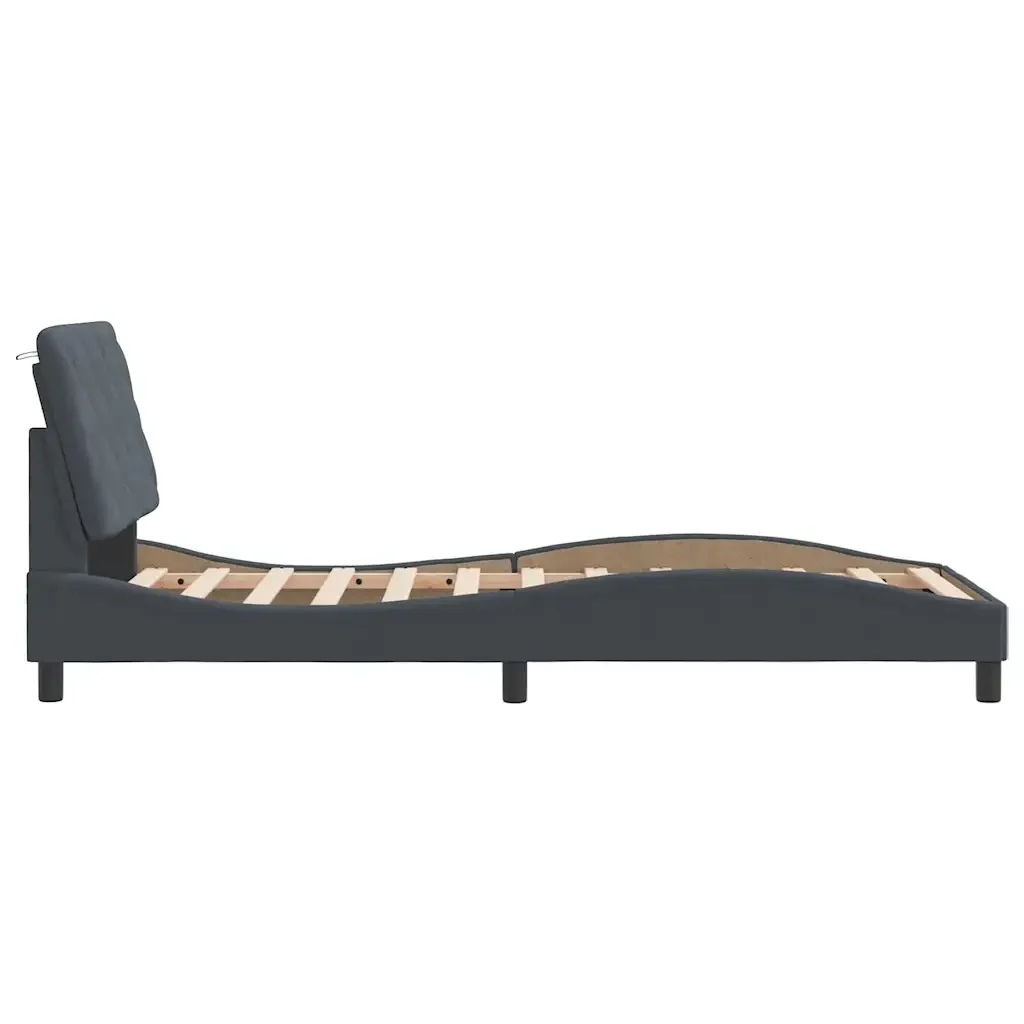Letto singolo | Letto per adulti | Giroletto senza Materasso Grigio Scuro 80x200 cm Velluto - Image 6