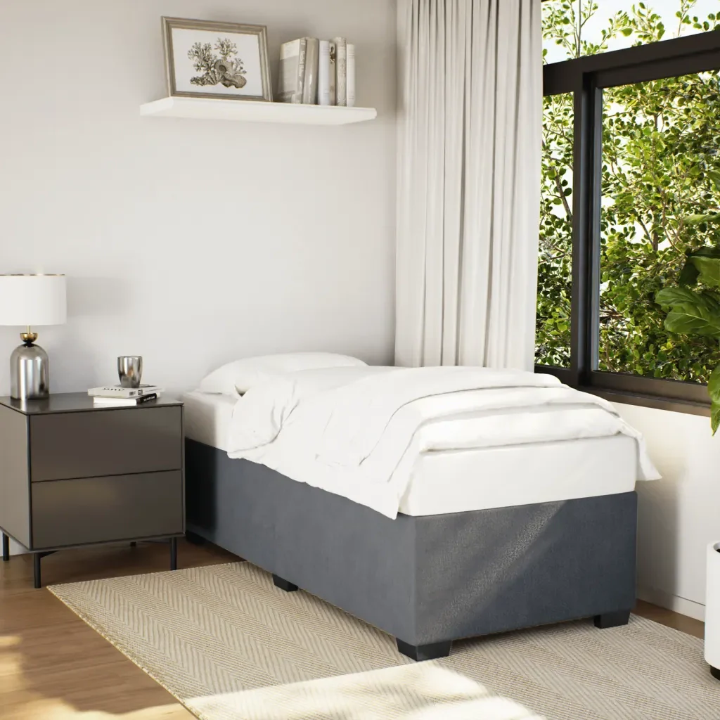 Letto singolo | Letto per adulti | Giroletto senza Materasso Grigio Scuro 80x200 cm Velluto - Image 2