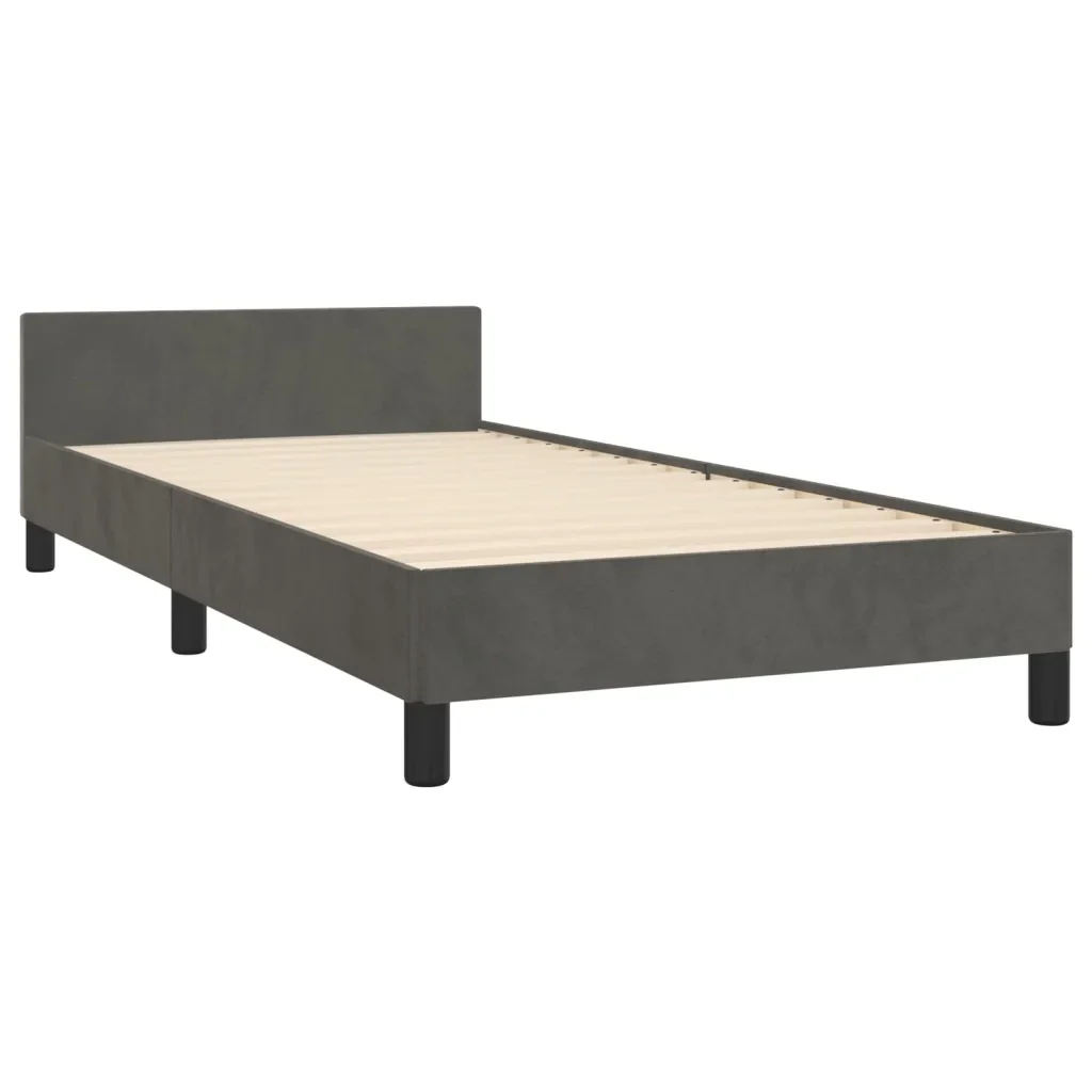 Letto singolo | Letto per adulti | Giroletto senza Materasso Grigio Scuro 80x200 cm Velluto - Image 5