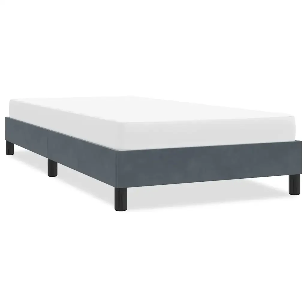Letto singolo | Letto per adulti | Giroletto senza Materasso Grigio Scuro 80x210 cm Velluto - Image 2