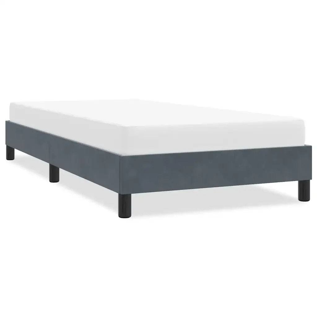 Letto singolo | Letto per adulti | Giroletto senza Materasso Grigio Scuro 80x220 cm Velluto - Image 2