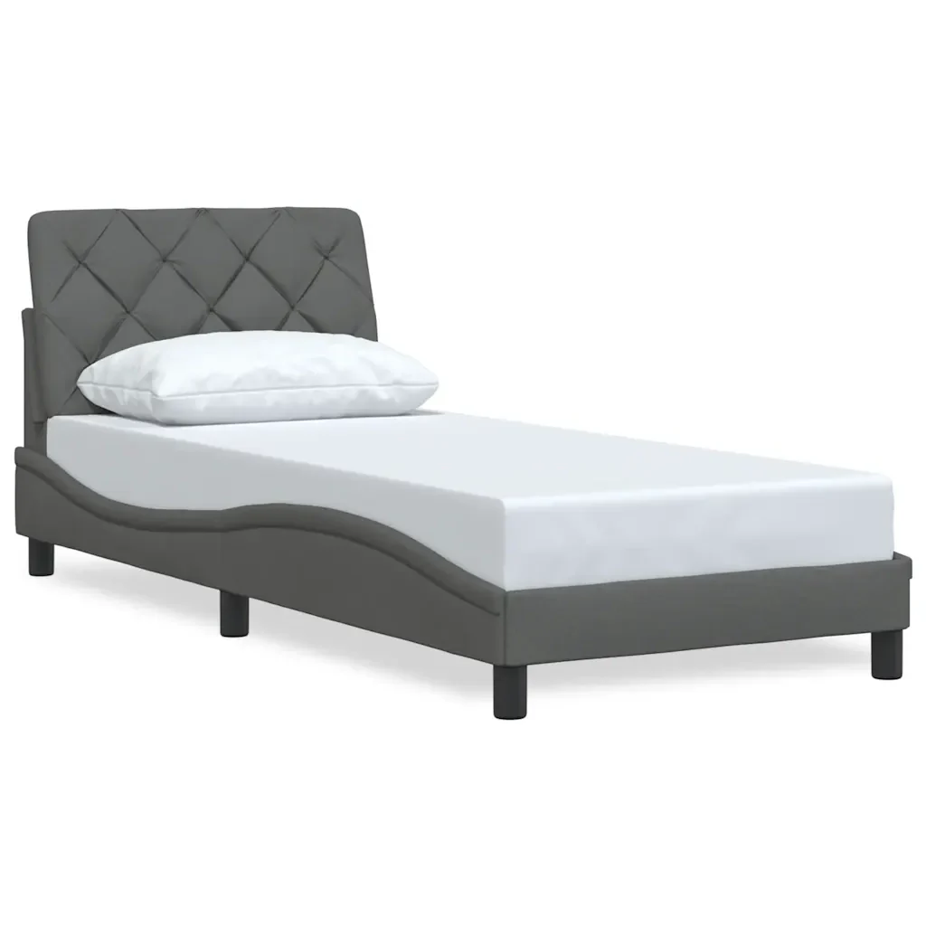 Letto singolo | Letto per adulti | Giroletto senza Materasso Grigio Scuro 90x190 cm Tessuto