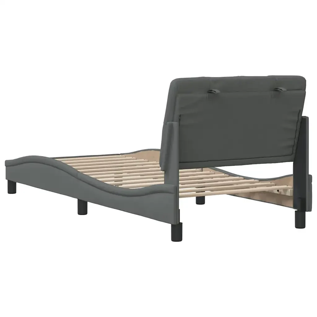 Letto singolo | Letto per adulti | Giroletto senza Materasso Grigio Scuro 90x190 cm Tessuto - Image 9