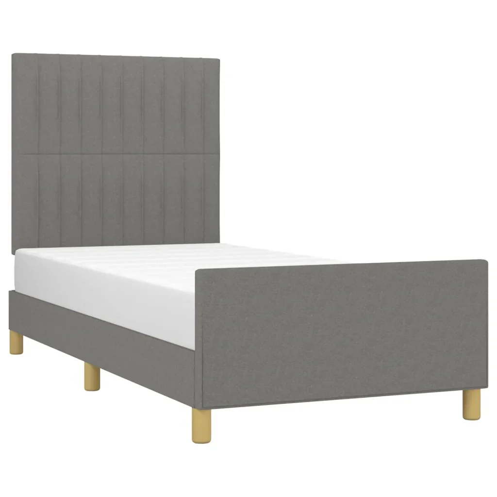Letto singolo | Letto per adulti | Giroletto senza Materasso Grigio Scuro 90x190 cm Tessuto - Image 3