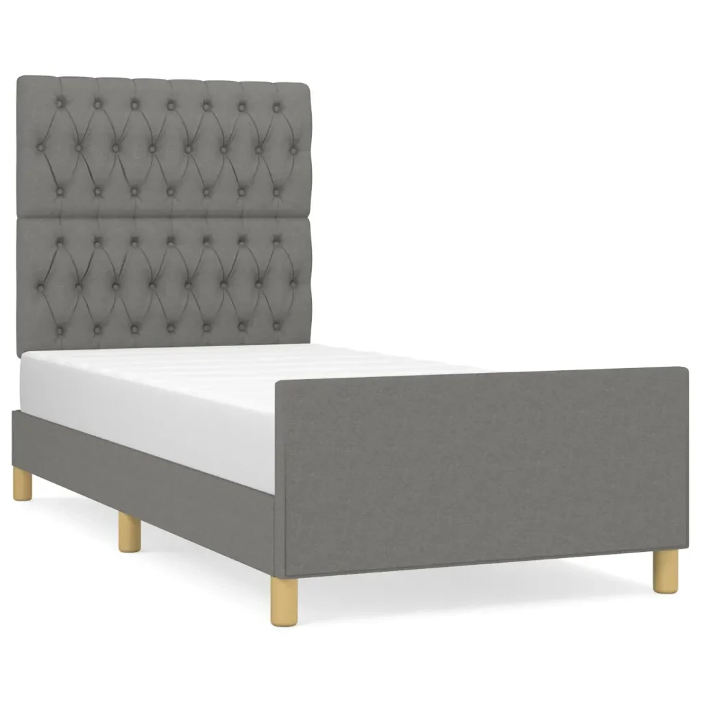 Letto singolo | Letto per adulti | Giroletto senza Materasso Grigio Scuro 90x190 cm Tessuto