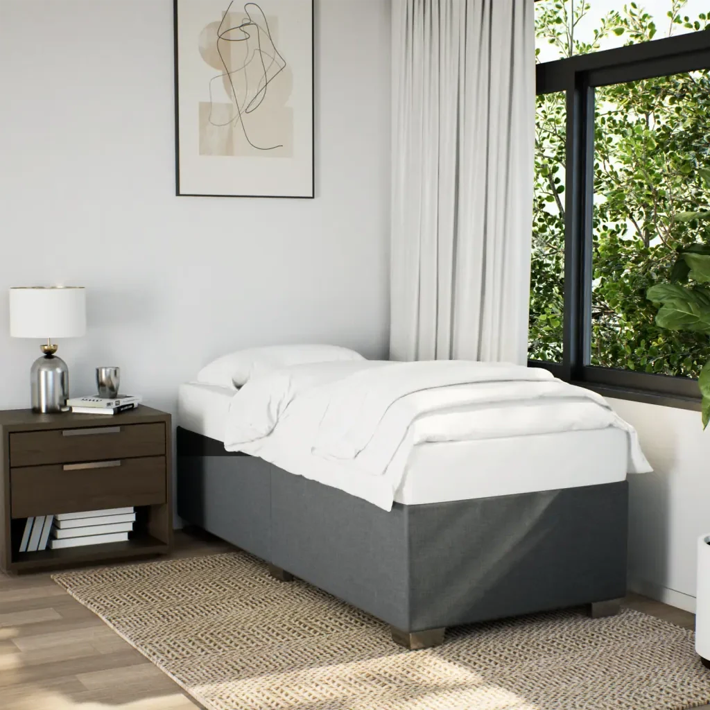 Letto singolo | Letto per adulti | Giroletto senza Materasso Grigio Scuro 90x190 cm Tessuto - Image 2
