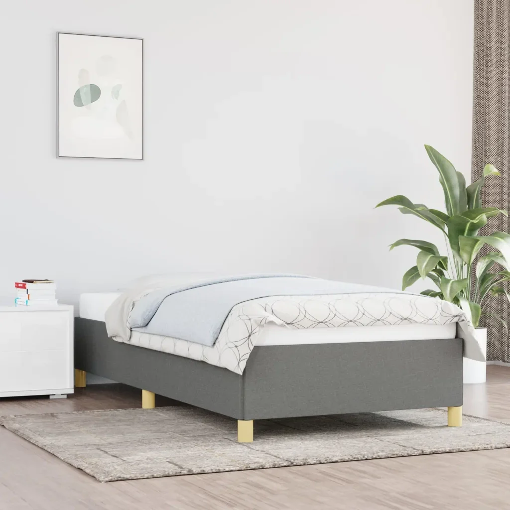 Letto singolo | Letto per adulti | Giroletto senza Materasso Grigio Scuro 90x190 cm Tessuto - Image 2