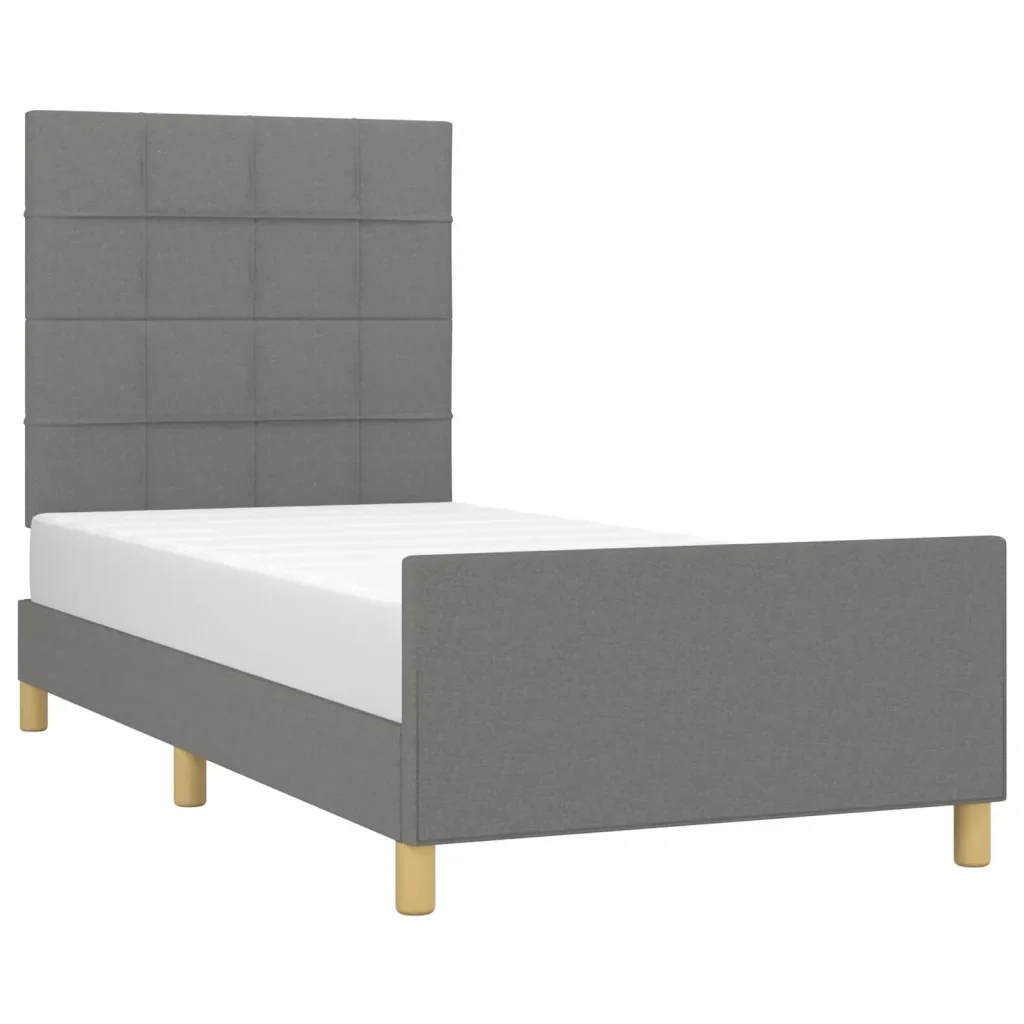 Letto singolo | Letto per adulti | Giroletto senza Materasso Grigio Scuro 90x190 cm Tessuto - Image 3