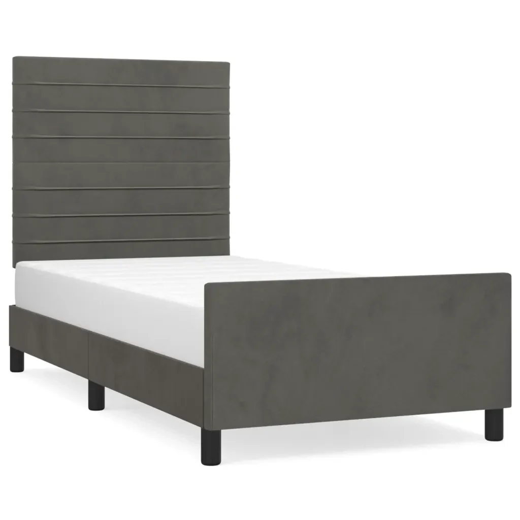 Letto singolo | Letto per adulti | Giroletto senza Materasso Grigio Scuro 90x190 cm Velluto