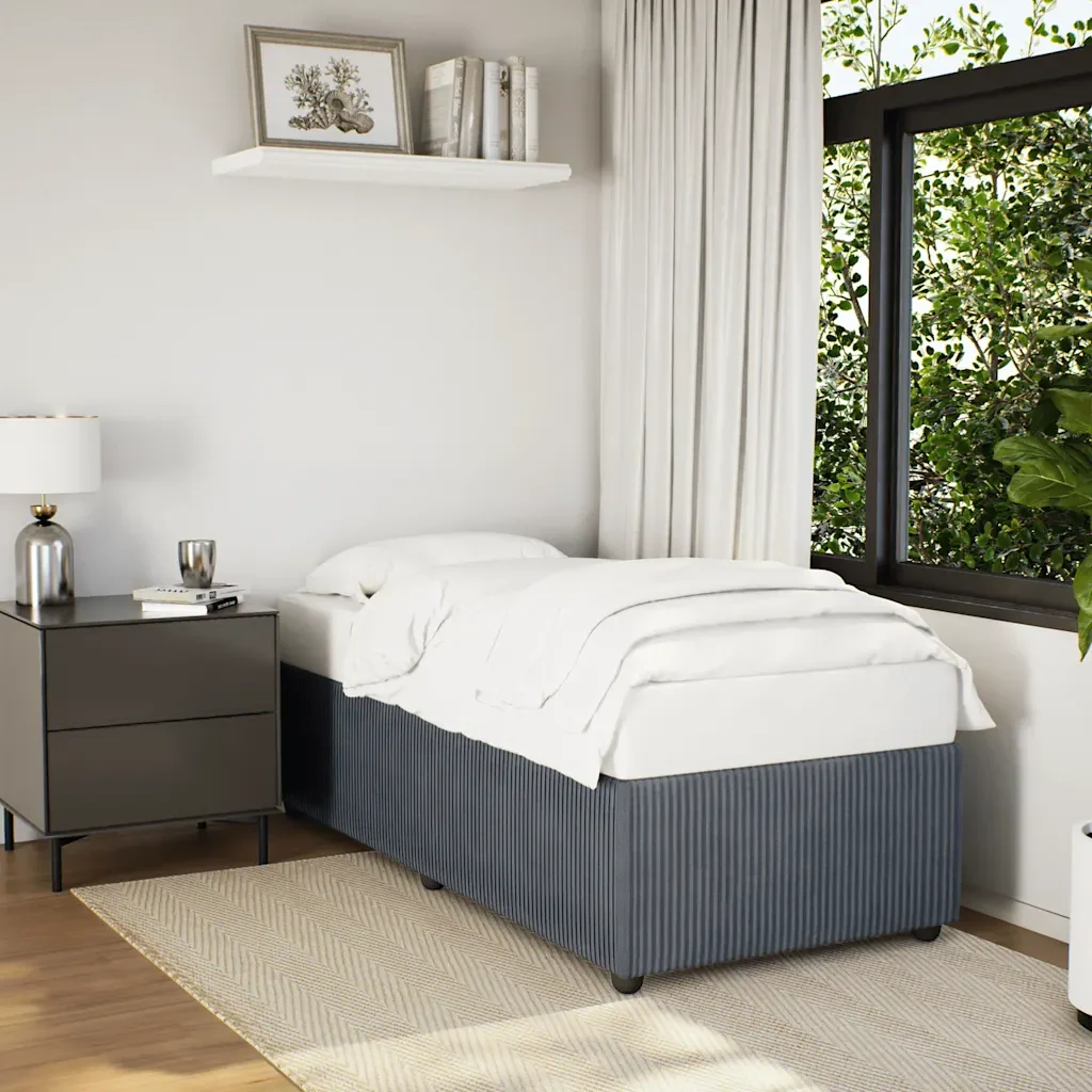 Letto singolo | Letto per adulti | Giroletto senza Materasso Grigio Scuro 90x190 cm Velluto - Image 2