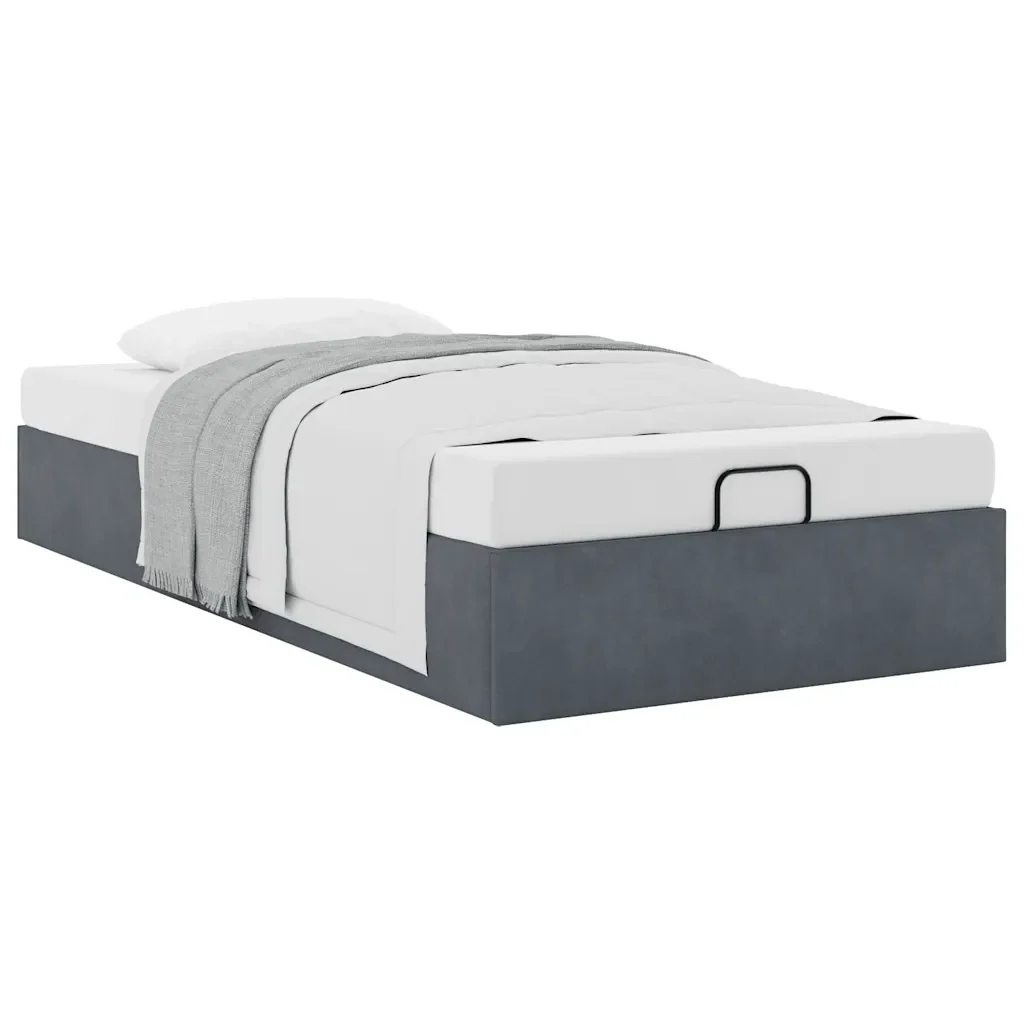Letto singolo | Letto per adulti | Giroletto senza Materasso Grigio Scuro 90x190 cm Velluto - Image 5