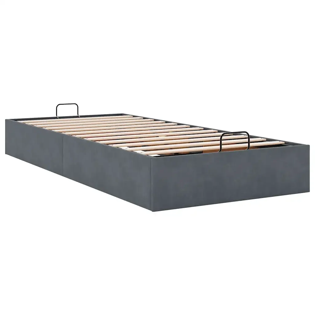Letto singolo | Letto per adulti | Giroletto senza Materasso Grigio Scuro 90x190 cm Velluto - Image 6