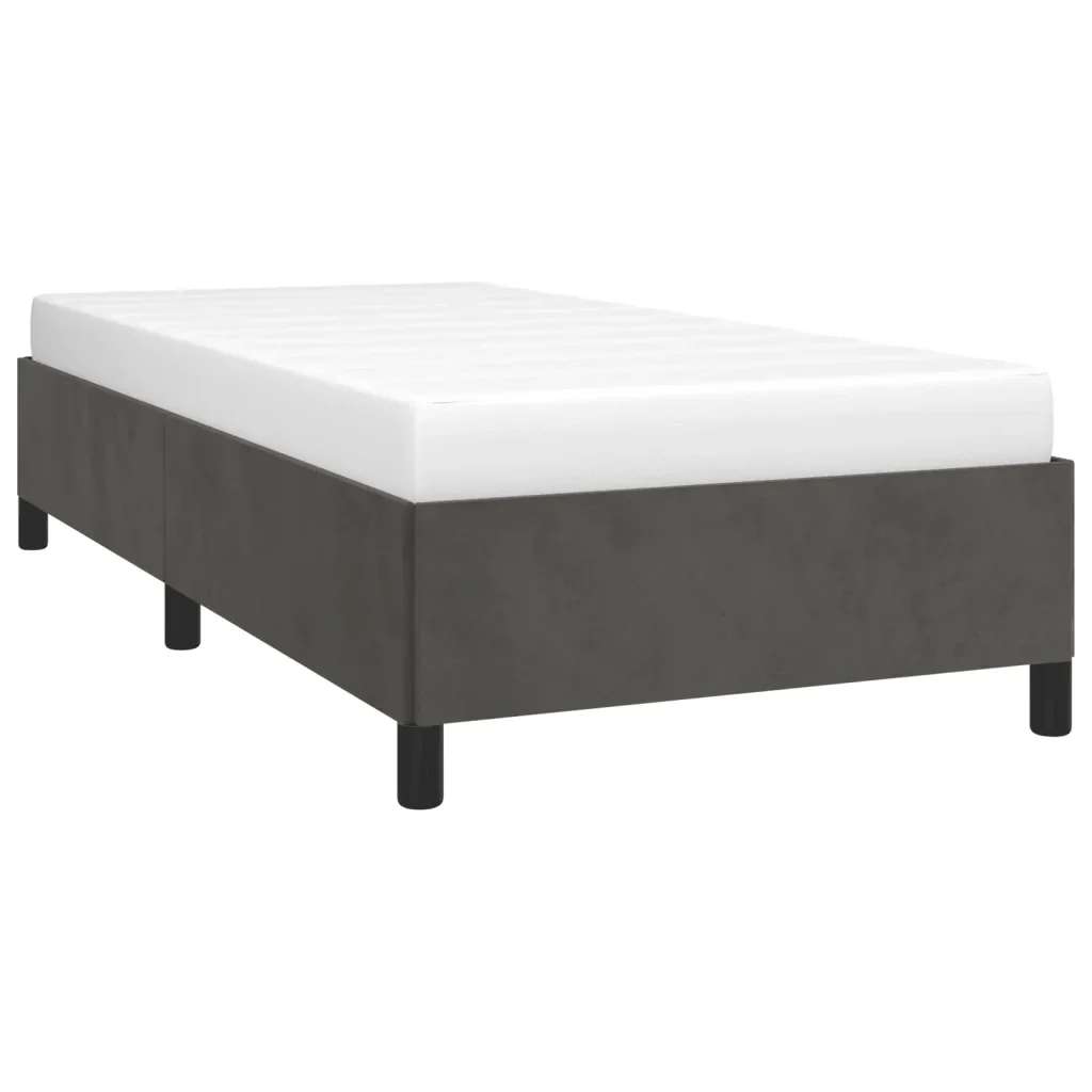 Letto singolo | Letto per adulti | Giroletto senza Materasso Grigio Scuro 90x190 cm Velluto - Image 4