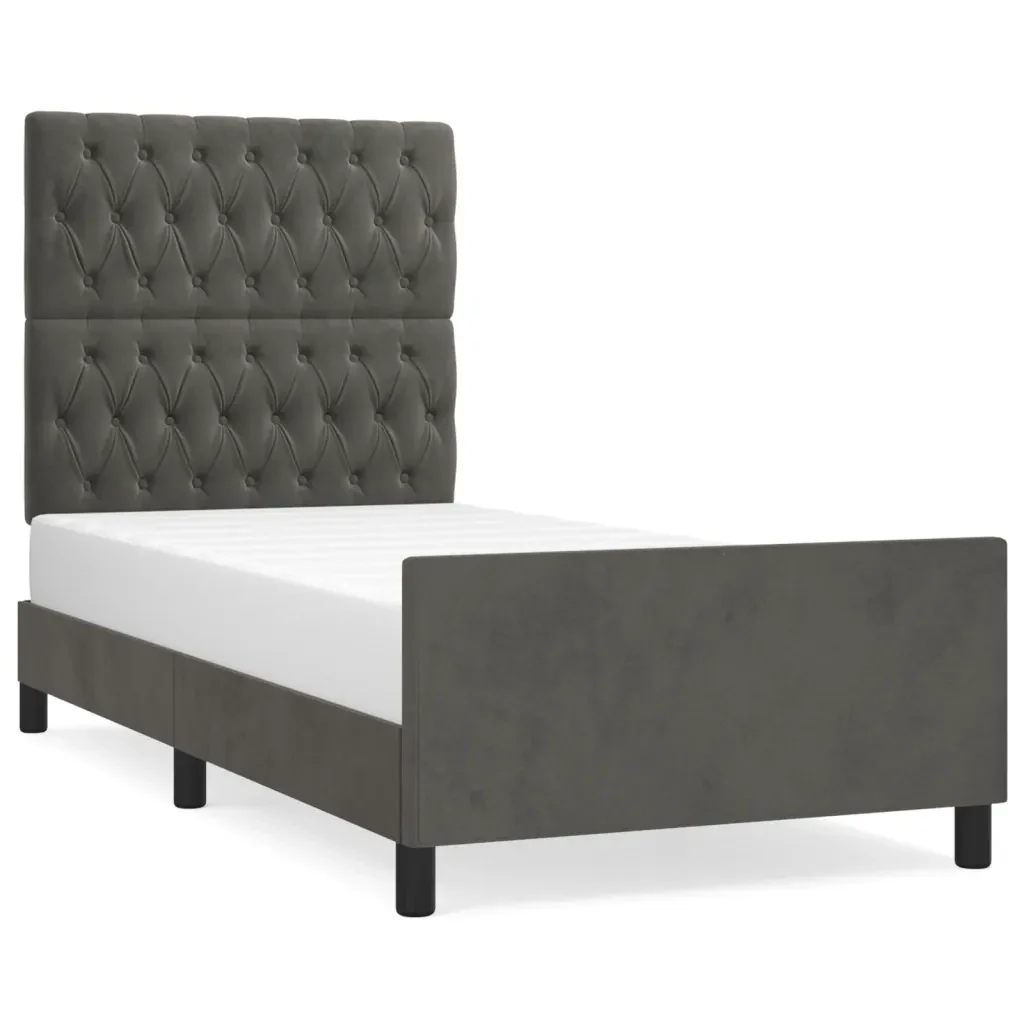 Letto singolo | Letto per adulti | Giroletto senza Materasso Grigio Scuro 90x190 cm Velluto