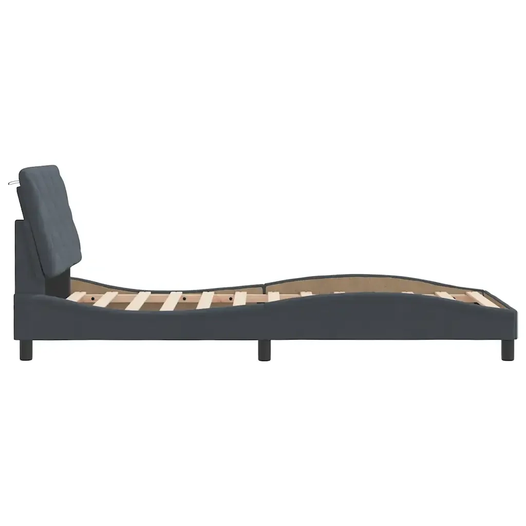 Letto singolo | Letto per adulti | Giroletto senza Materasso Grigio Scuro 90x190 cm Velluto - Image 6