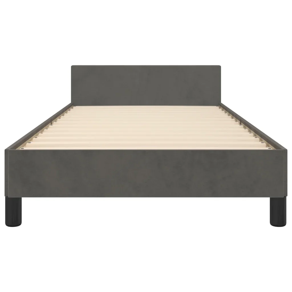 Letto singolo | Letto per adulti | Giroletto senza Materasso Grigio Scuro 90x190 cm Velluto - Image 6