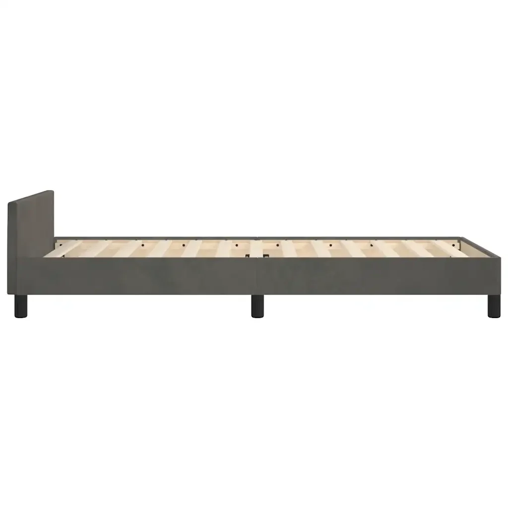Letto singolo | Letto per adulti | Giroletto senza Materasso Grigio Scuro 90x190 cm Velluto - Image 6