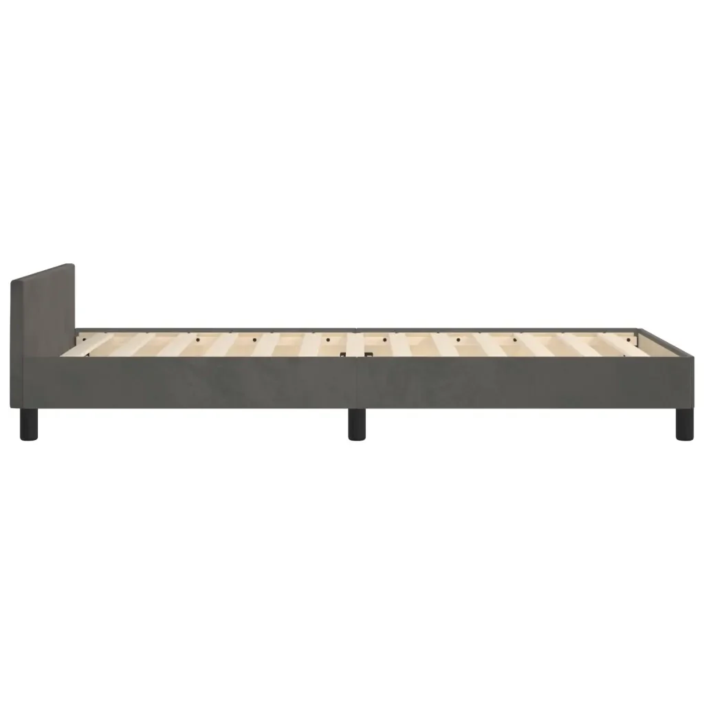 Letto singolo | Letto per adulti | Giroletto senza Materasso Grigio Scuro 90x190 cm Velluto - Image 7