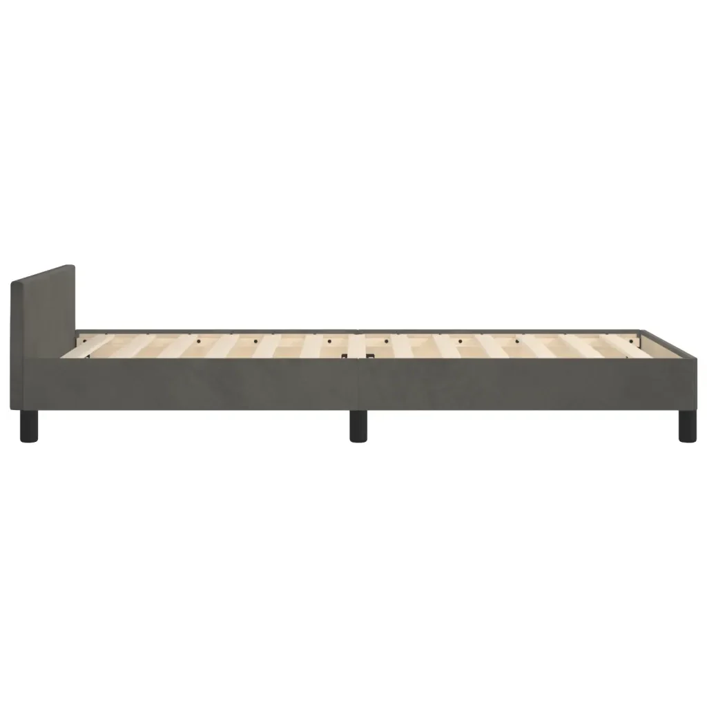 Letto singolo | Letto per adulti | Giroletto senza Materasso Grigio Scuro 90x190 cm Velluto - Image 7