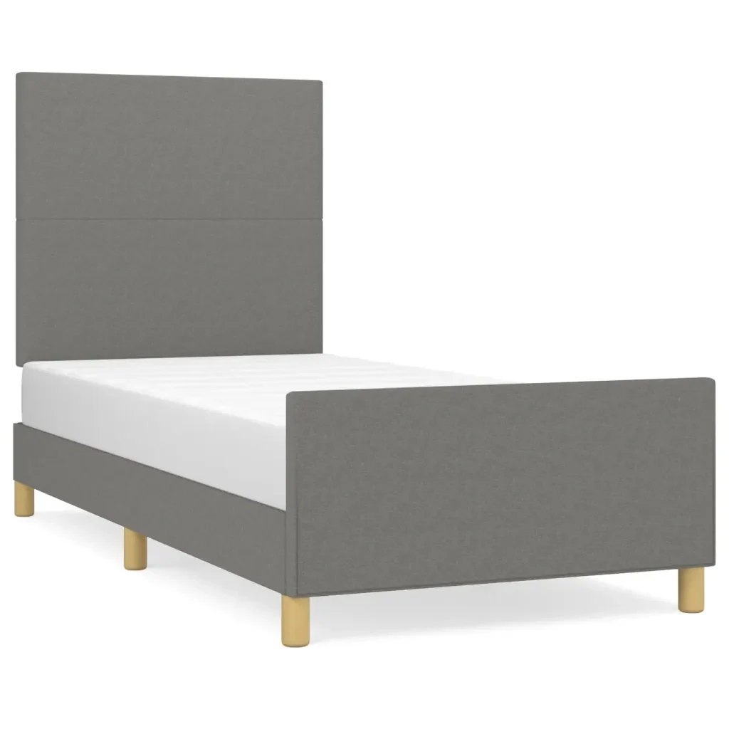 Letto singolo | Letto per adulti | Giroletto senza Materasso Grigio Scuro 90x200 cm Tessuto