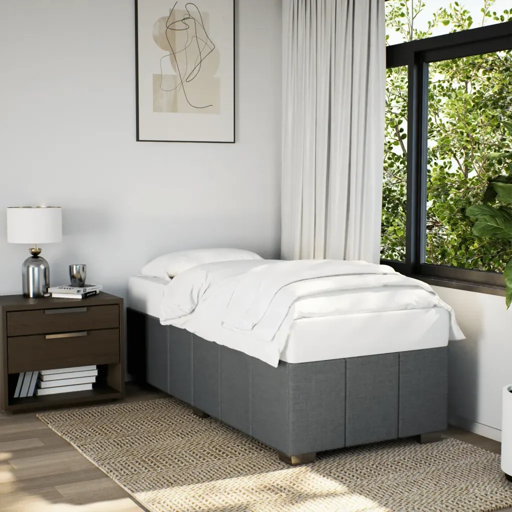Letto singolo | Letto per adulti | Giroletto senza Materasso Grigio Scuro 90x200 cm Tessuto - Image 2