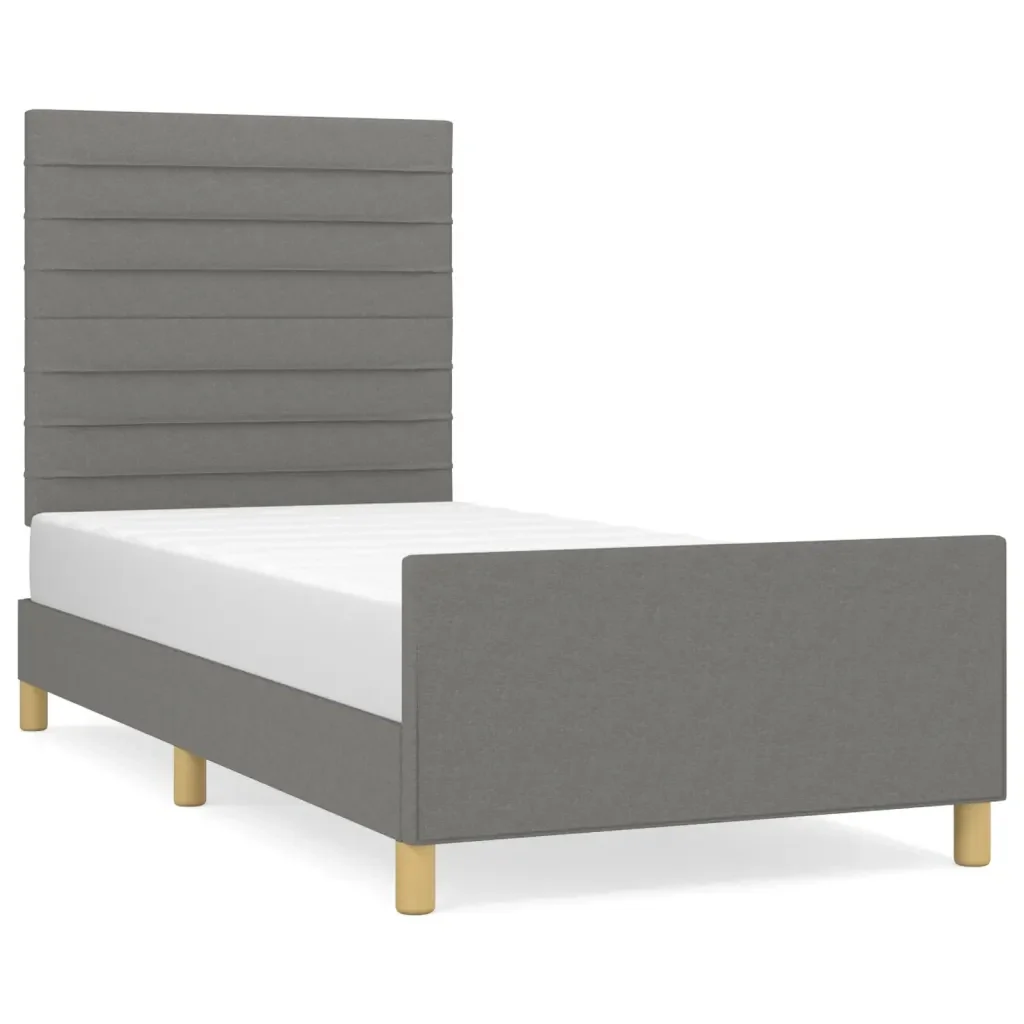 Letto singolo | Letto per adulti | Giroletto senza Materasso Grigio Scuro 90x200 cm Tessuto
