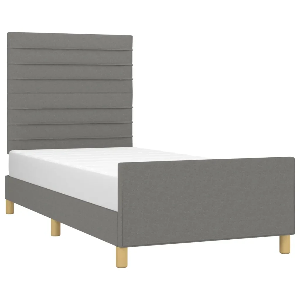 Letto singolo | Letto per adulti | Giroletto senza Materasso Grigio Scuro 90x200 cm Tessuto - Image 3