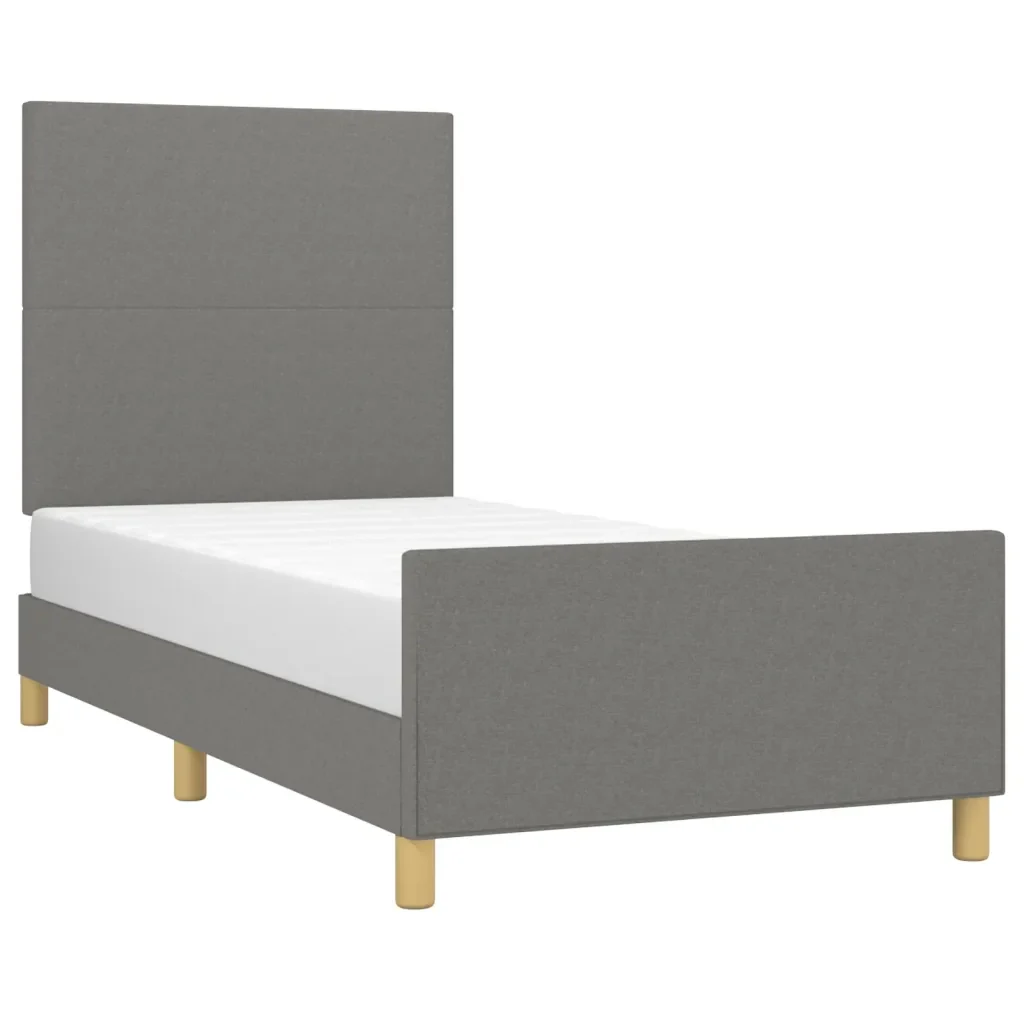 Letto singolo | Letto per adulti | Giroletto senza Materasso Grigio Scuro 90x200 cm Tessuto - Image 4