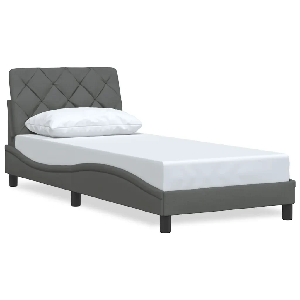 Letto singolo | Letto per adulti | Giroletto senza Materasso Grigio Scuro 90x200 cm Tessuto