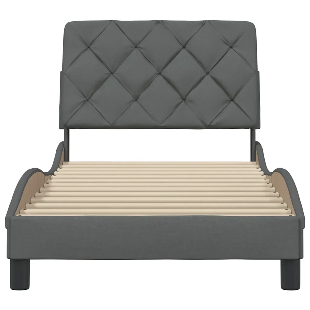 Letto singolo | Letto per adulti | Giroletto senza Materasso Grigio Scuro 90x200 cm Tessuto - Image 5