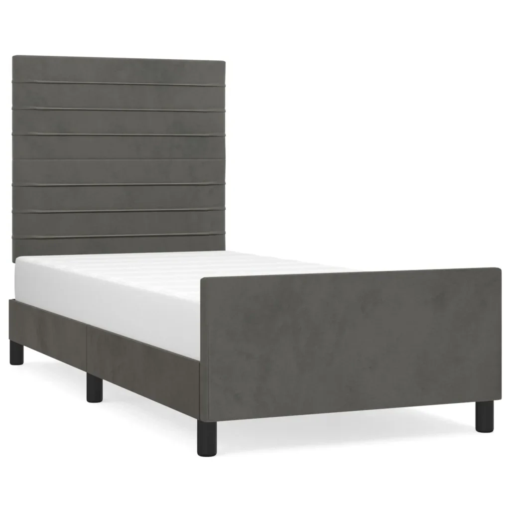 Letto singolo | Letto per adulti | Giroletto senza Materasso Grigio Scuro 90x200 cm Velluto