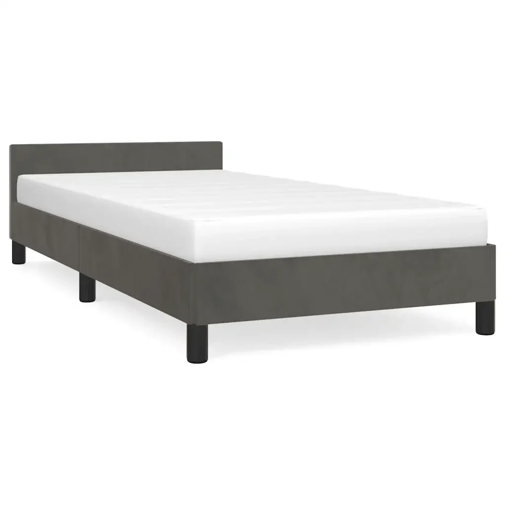 Letto singolo | Letto per adulti | Giroletto senza Materasso Grigio Scuro 90x200 cm Velluto