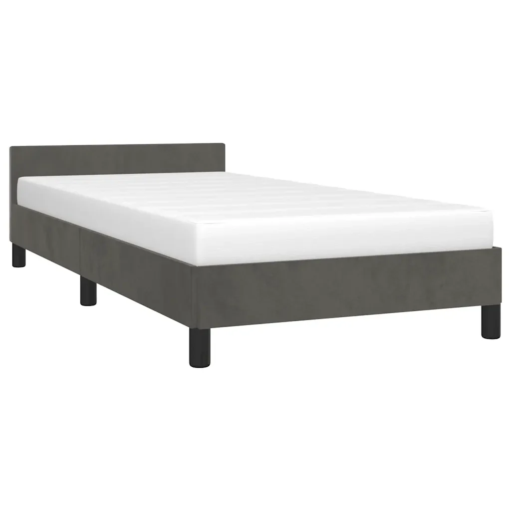 Letto singolo | Letto per adulti | Giroletto senza Materasso Grigio Scuro 90x200 cm Velluto - Image 3