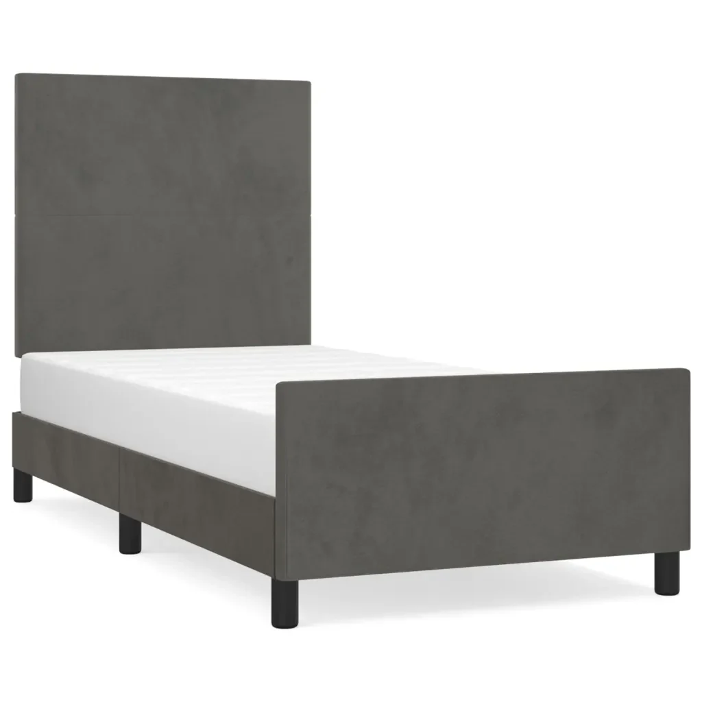 Letto singolo | Letto per adulti | Giroletto senza Materasso Grigio Scuro 90x200 cm Velluto