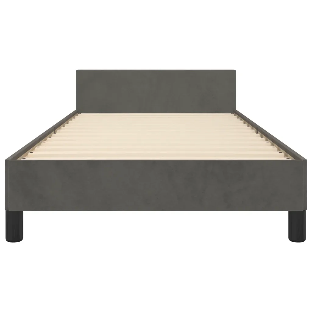 Letto singolo | Letto per adulti | Giroletto senza Materasso Grigio Scuro 90x200 cm Velluto - Image 6