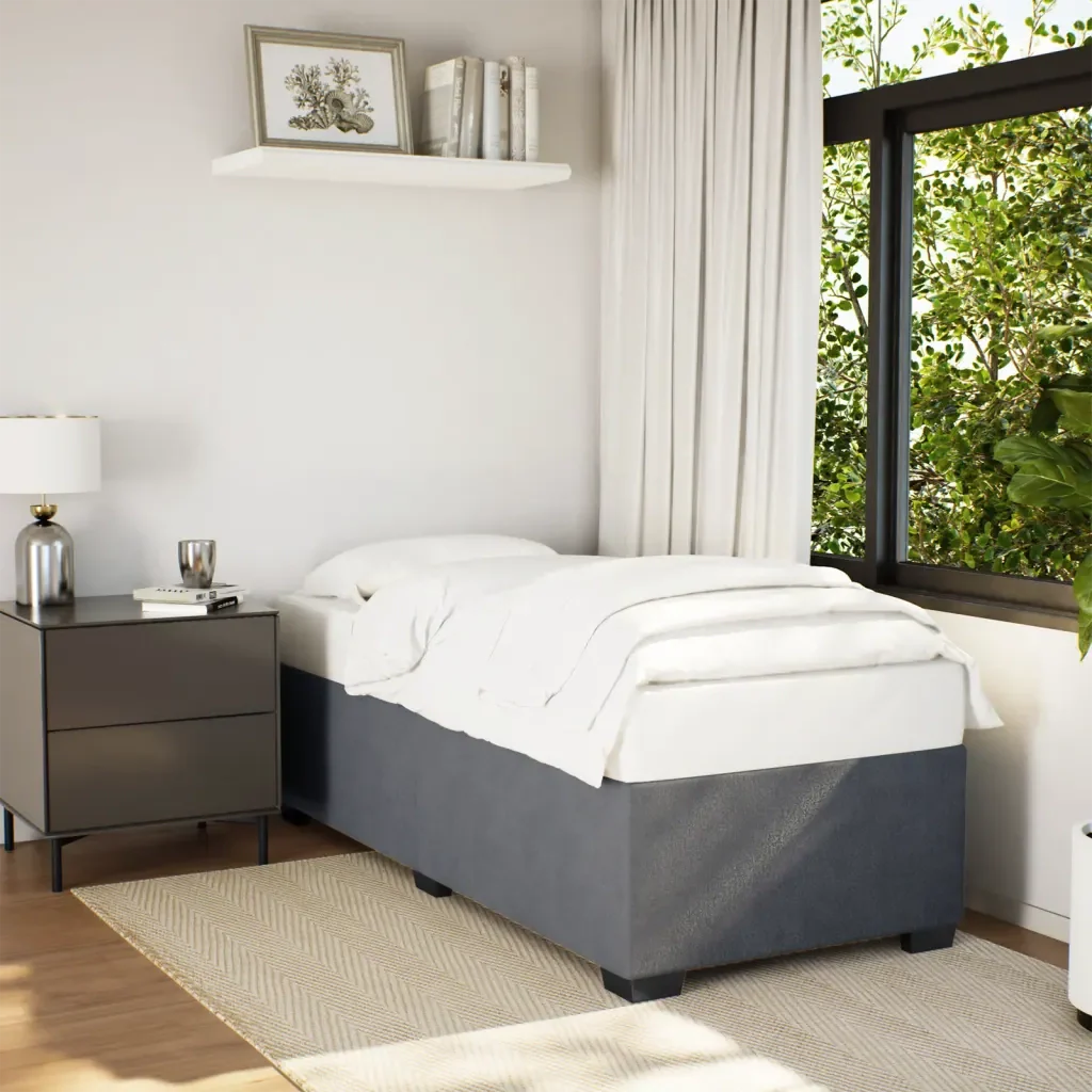 Letto singolo | Letto per adulti | Giroletto senza Materasso Grigio Scuro 90x200 cm Velluto - Image 2