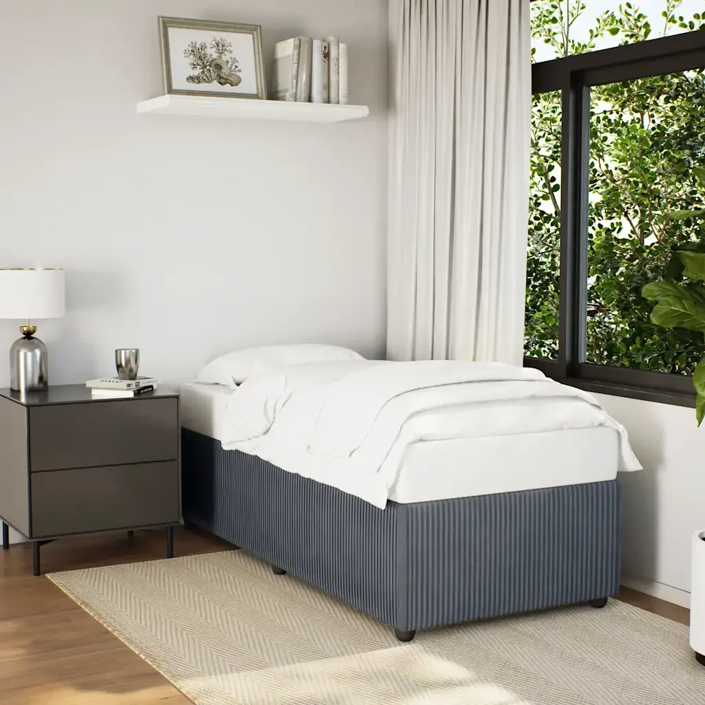Letto singolo | Letto per adulti | Giroletto senza Materasso Grigio Scuro 90x200 cm Velluto - Image 2