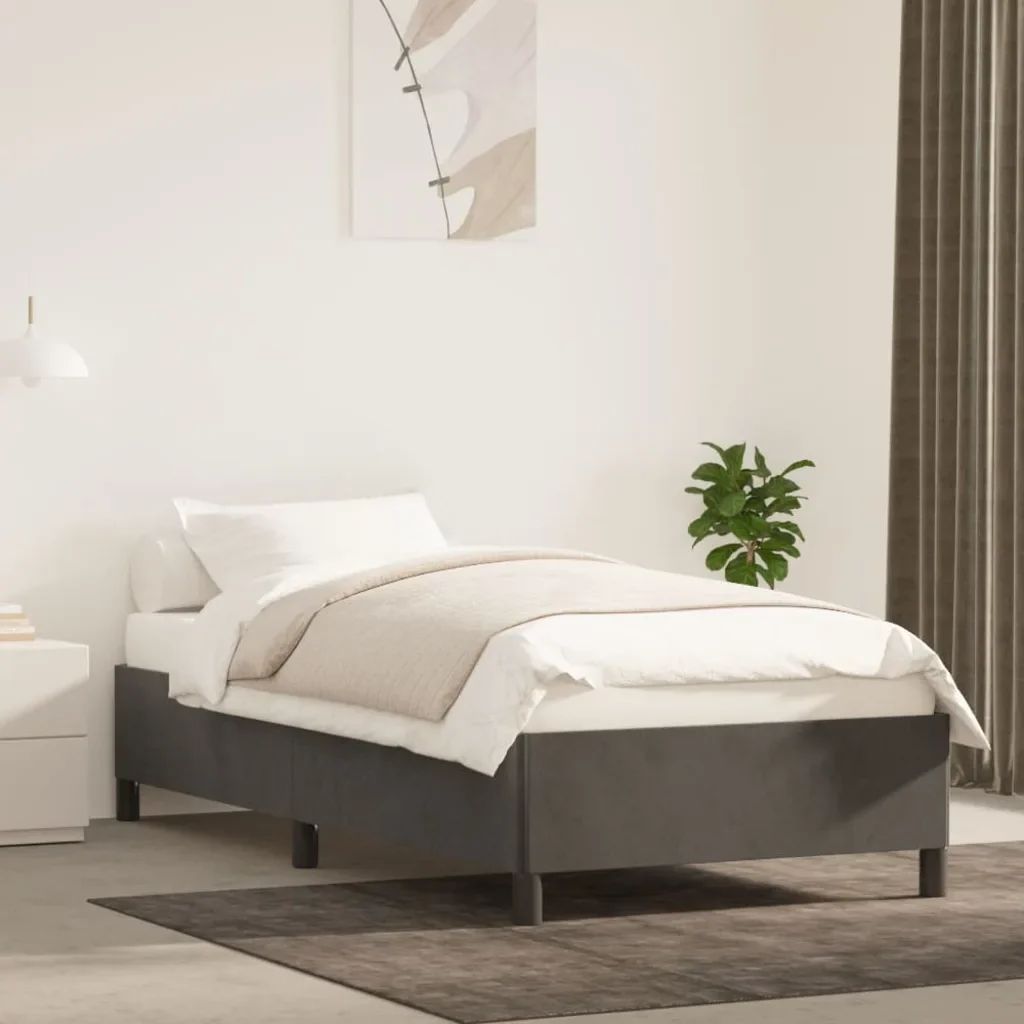 Letto singolo | Letto per adulti | Giroletto senza Materasso Grigio Scuro 90x200 cm Velluto - Image 2