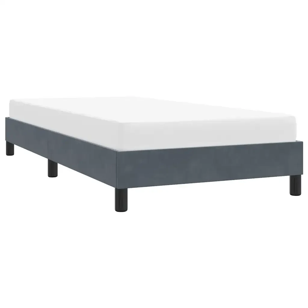 Letto singolo | Letto per adulti | Giroletto senza Materasso Grigio Scuro 90x210 cm Velluto - Image 4