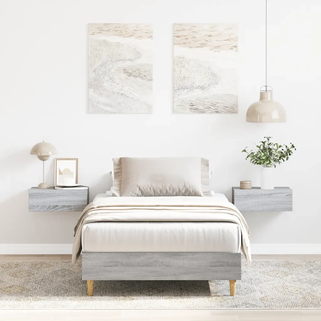 Letto singolo | Letto per adulti | Giroletto senza Materasso Grigio Sonoma 75x190 cm in Truciolato - Image 2